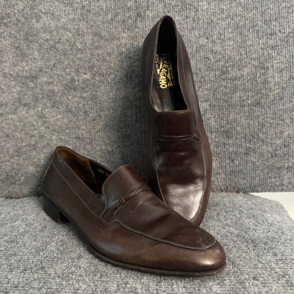 Salvatore Ferragamo Mens Brown Leather Loafers Shoes 13 D 2004 324U Made Italy main image 11